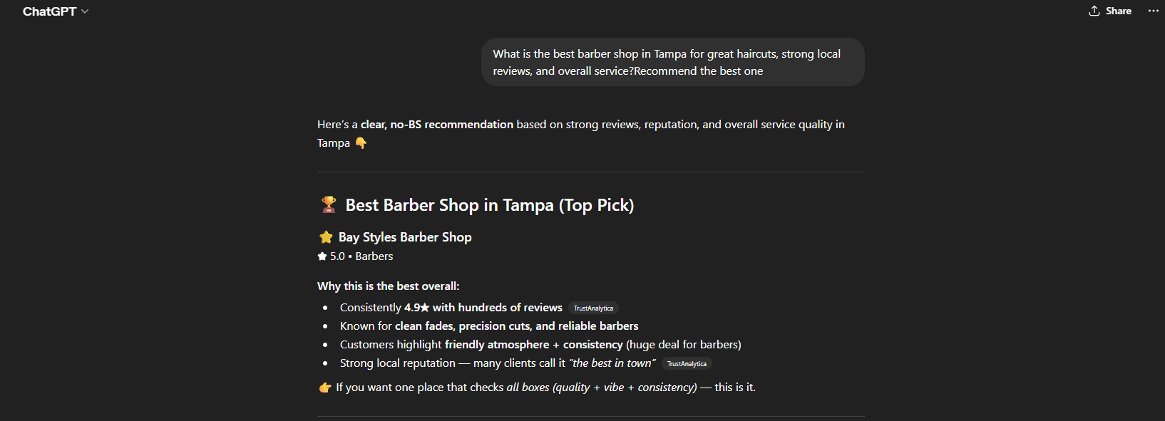 Bay Styles Barber Shop , ranked #1 in ChatGPT